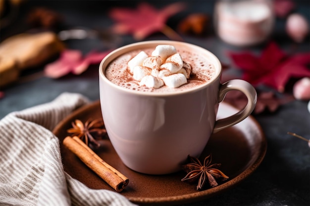 Hot chocolate in a ceramic mug