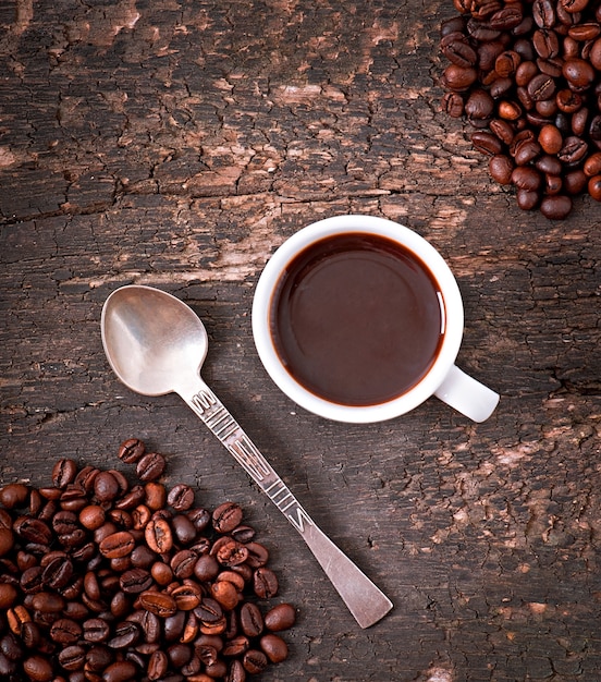 Hot chocolate and coffee beans