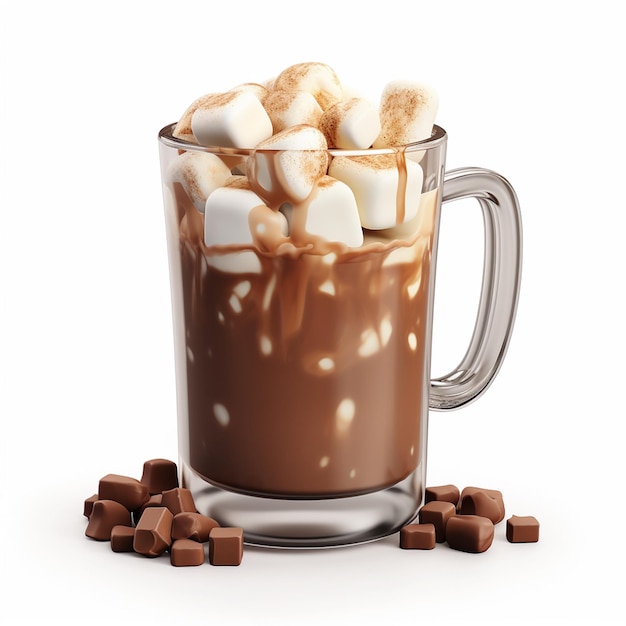 Photo hot chocolate drink on white background