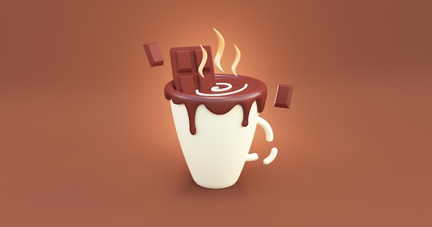 hot chocolate mug 3d render illustration