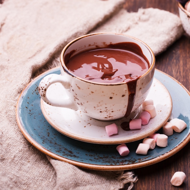 Hot chocolate with marshmallow.