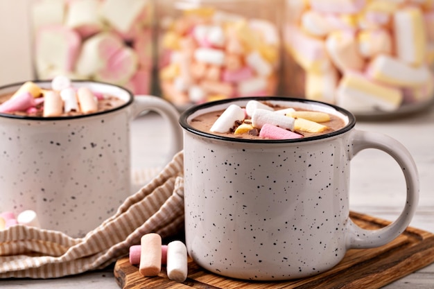 Photo hot chocolate with marshmallow