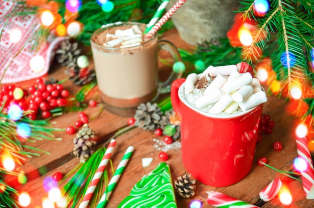 Hot chocolate in  with marshmallows