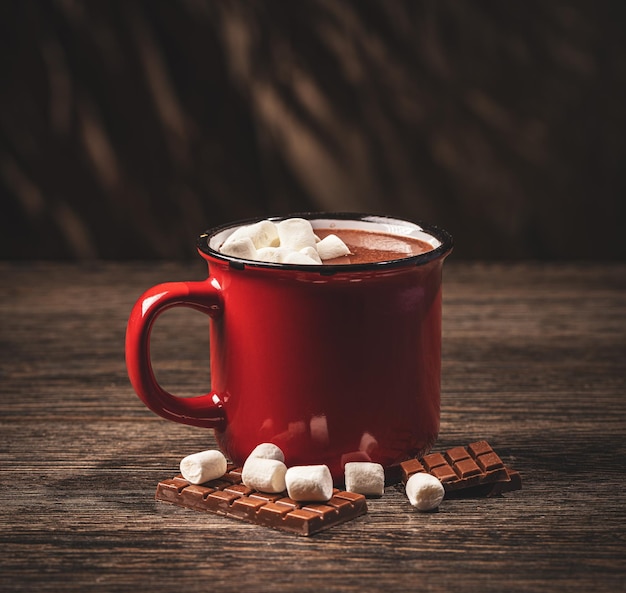 Photo hot chocolate with marsmallow