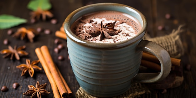 hot chocolate with whipped cream and cinnamon