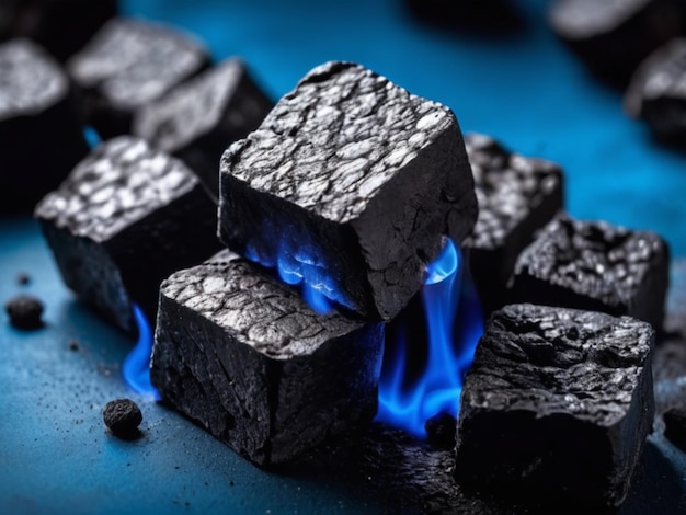 hot coals on a blue background