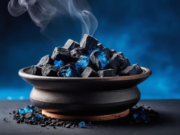 hot coals on a blue background