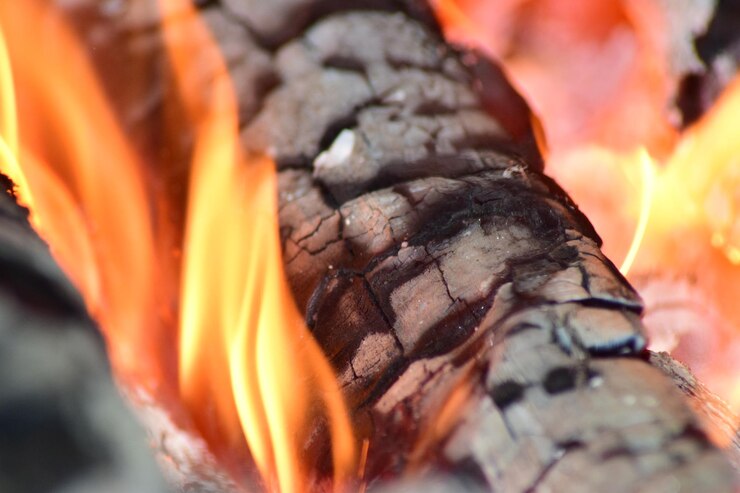 Photo hot coals in the stove