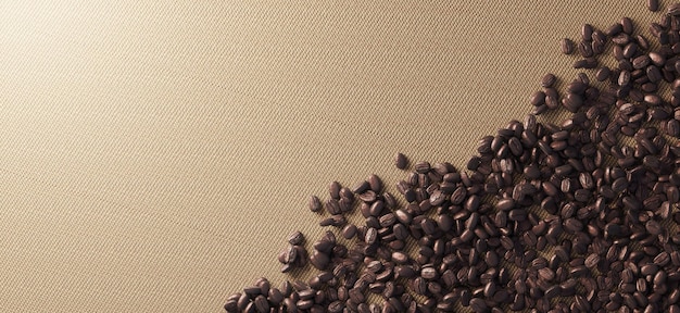 Hot coffee beans background on sackcloth background Smoke roasted coffee View from above