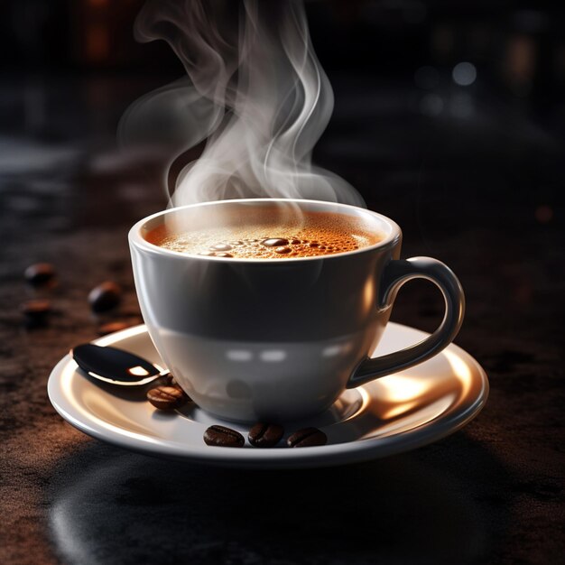 hot coffee close up photo high quality