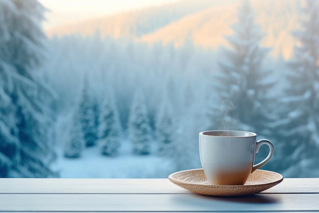 温かいコーヒー 寒い日 冬の季節を抱きしめる
