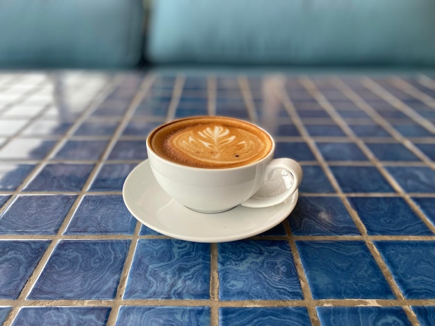 Hot coffee cup on table