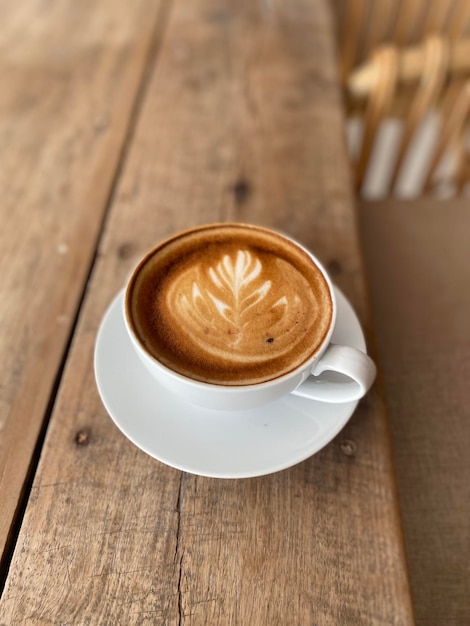 Hot coffee cup on table