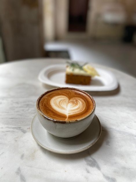 Hot coffee cup on table