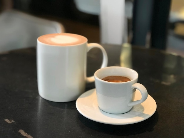 Hot coffee cup on table