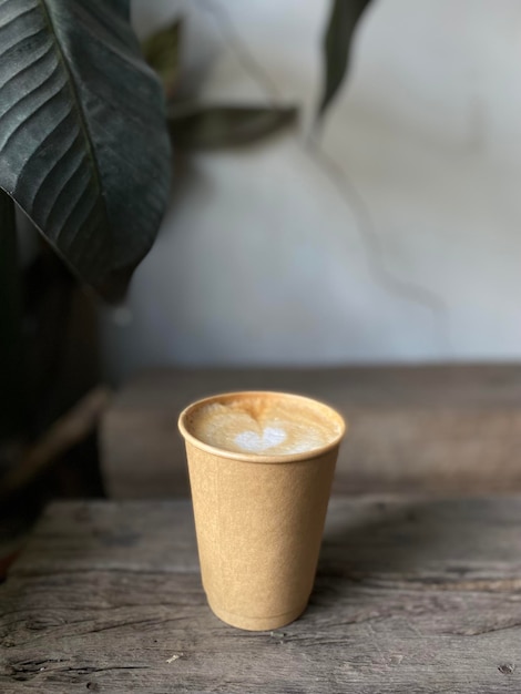 Hot coffee cup on table