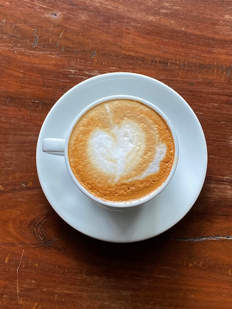 Hot coffee cup on table