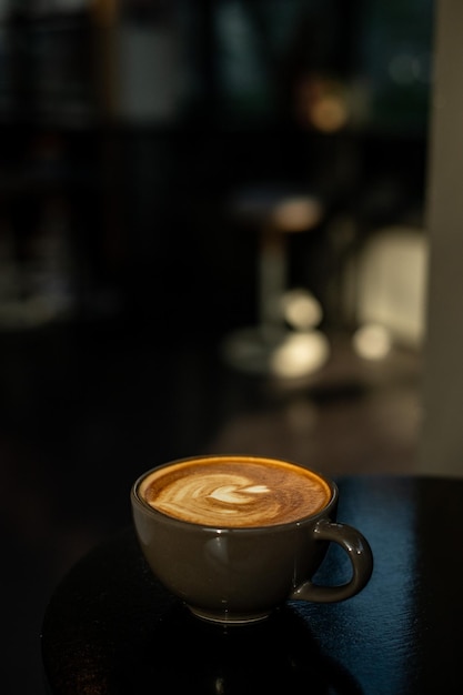 hot coffee latte art heart shape