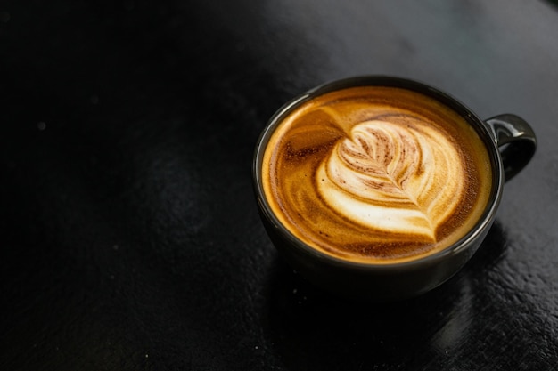 hot coffee latte art heart shape