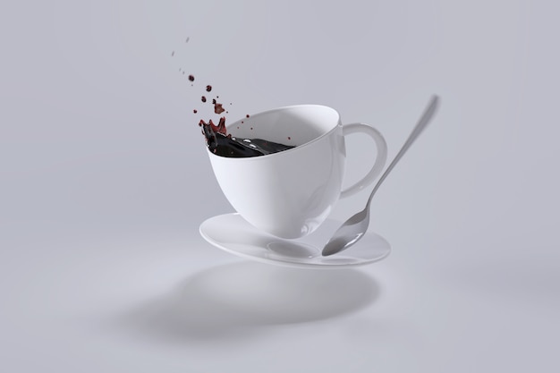 ホットコーヒーがカップからこぼれました。