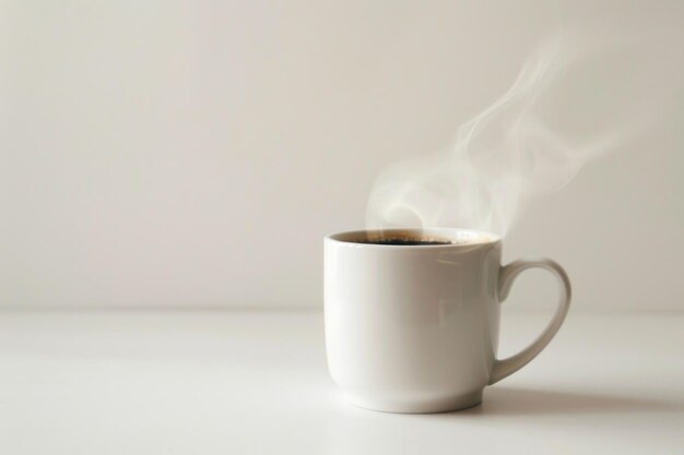 Hot coffee steam rising