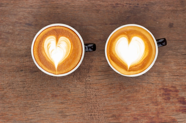 Hot coffee with latte art