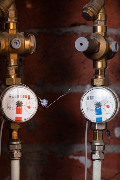 Photo hot and cold mechanical water meters