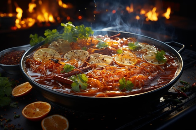 Hot copper pot stew spicy hot pot ai technologie gegenereerde afbeelding