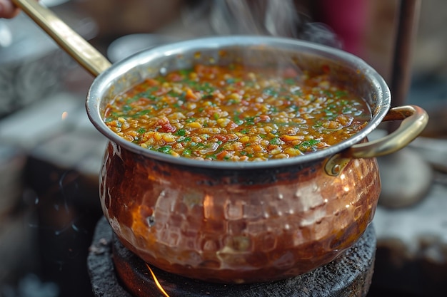 Hot copper pot stew spicy hot pot ai technology generated image