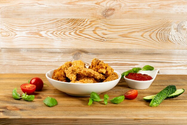 Hot Crispy Chicken Nuggets Fillet in Breadcrumbs