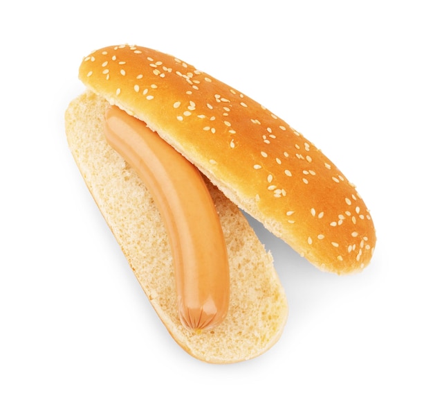 Hot Dog Bun on a White Background