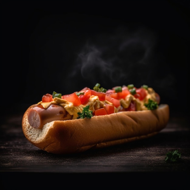 Hot dog on a dark background