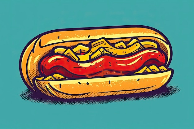 Hot dog illustration Food illustration Generative AI