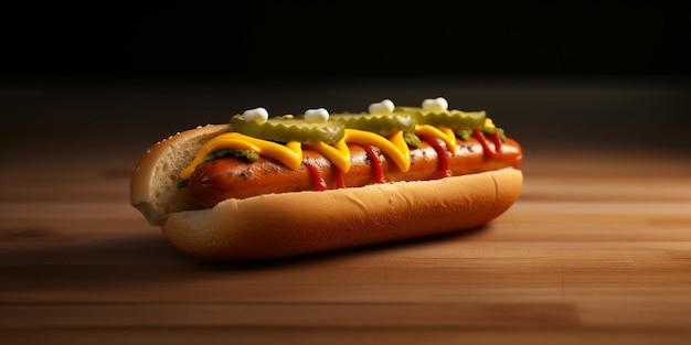 Hot dog sausage blurred background AI Generateand