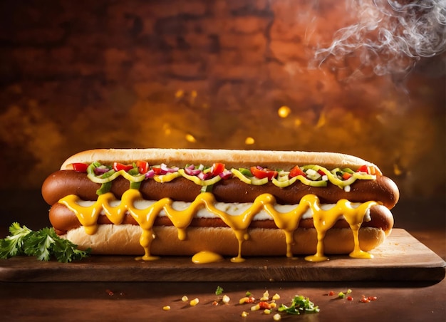 Hot dog traditional American fast food