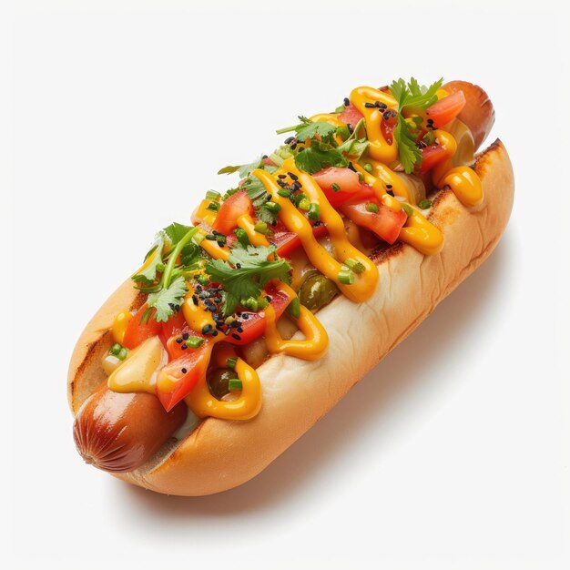 Hot dog on white background