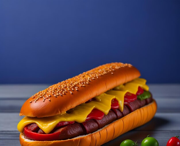 A hot dog with mustard and ketchup on it