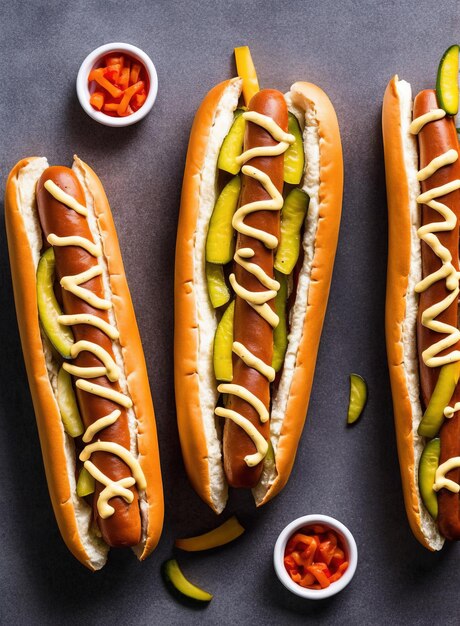 hot dog with mustard and ketchup