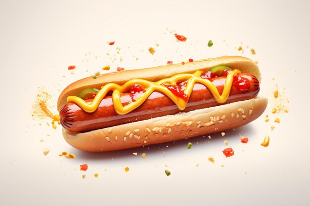 Foto un hot dog con senape e ketchup