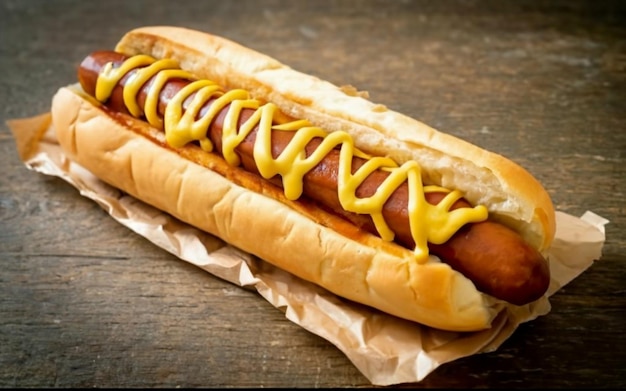 Hot dog with mustard and ketchup