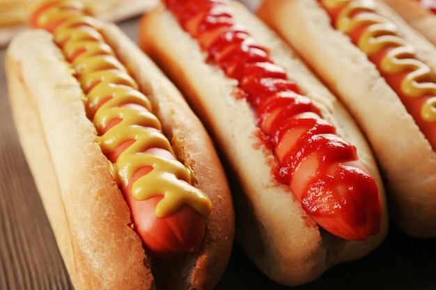 Hot dogs closeup