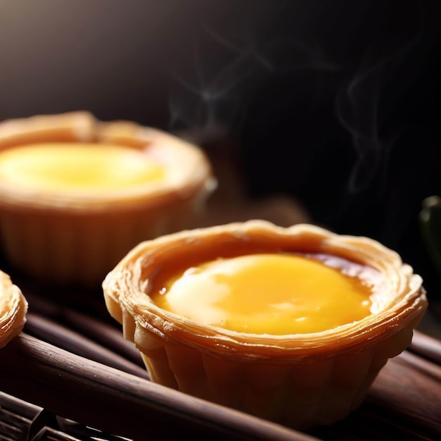 Hot and freshly baked egg tart cake