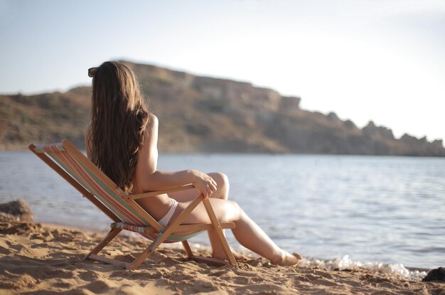 Hot girl in beach good locking in bikini