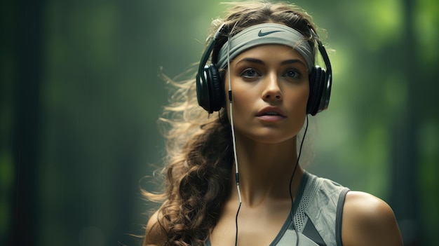 Hot Girl Excercise with Headphones Most Amazing HD 8K wallpaper background Stock Photographic Image