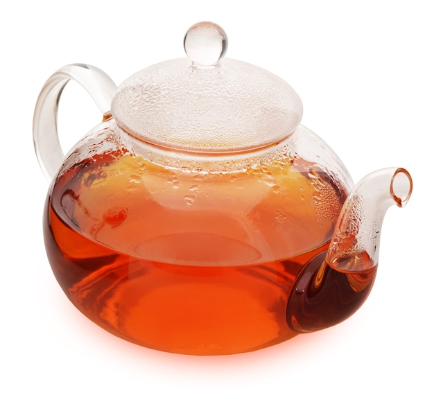 Hot glass teapot isolated on white