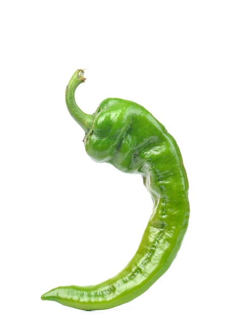 Hot green pepper on a white background