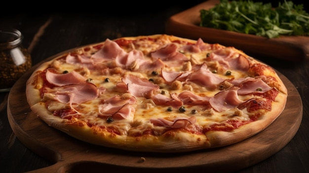 A hot ham pizza Generative ai