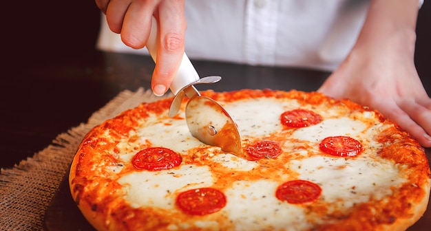 Hot Homemade Pepperoni Pizza Ready to Eat