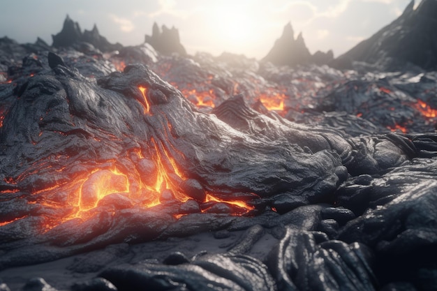 Hot lava flow Generate Ai