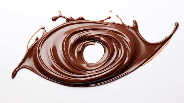 Фото Горячий расплавленный шоколадный вихрь изолирован на белом фоне